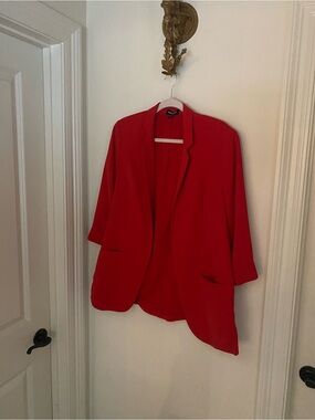 Express Women's Red Open-Front Relaxed Blazer